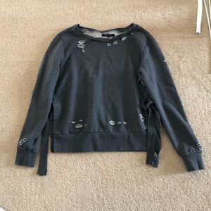Distressed Open-Side Sweat Shirt